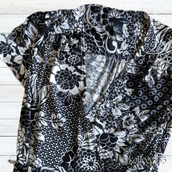 💕Host Pick💕 Mixit Black and White Flower Print Dress Workwear Partywear Size 8 - Picture 4 of 10